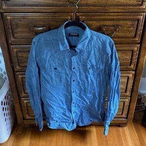 Express blue long sleeve button up shirt